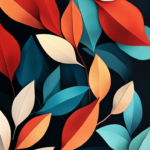 Abstract vector illustration of colorful autumn leaves in shades of red, orange, and blue on a black background – perfect for a modern and vibrant mobile wallpaper