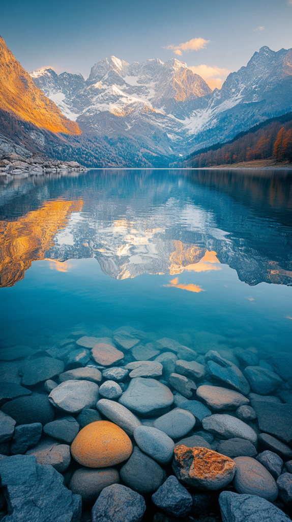 Mobile wallpaper of Glassy still lake