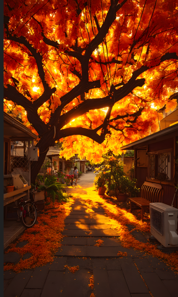 MOBILE WALLPAPER OF AUTUMN PATH IN KOREA