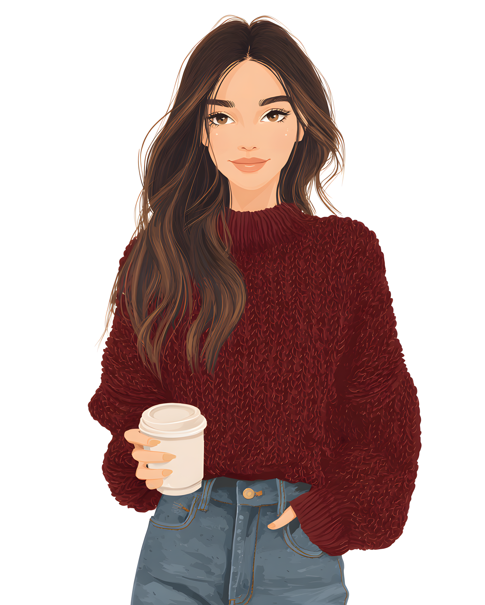 Mobile Wallpaper of a Beautiful Woman Drinking Coffee