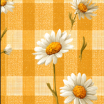 Mobile wallpaper of a Yellow Gingham Pattern With Daisy Illustration